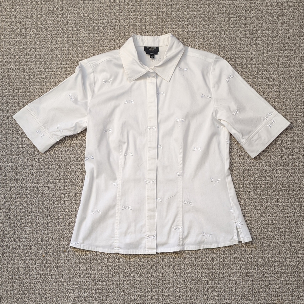 Talbots Embroidered Dragonfly Button-Down